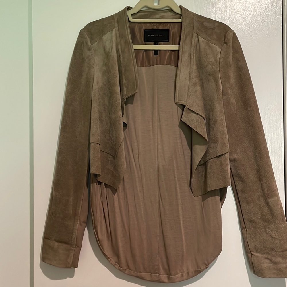 BCBG MAXAZRIA size large suede light jacket. Perfect condition